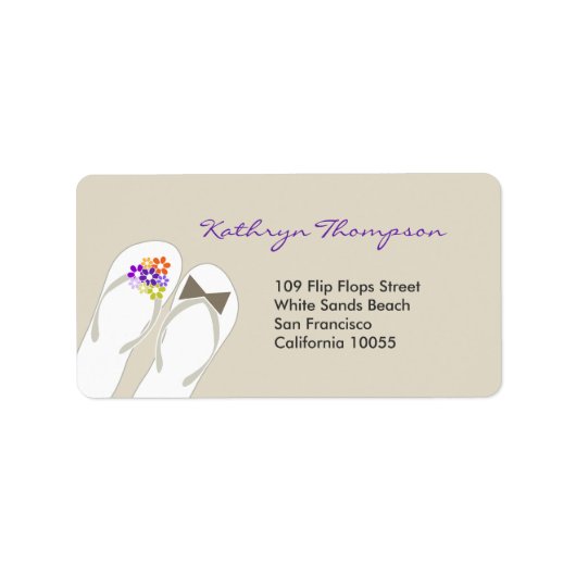 ミスター&ミセスビーチサンダルビーチ結婚式住所 シール (正面)