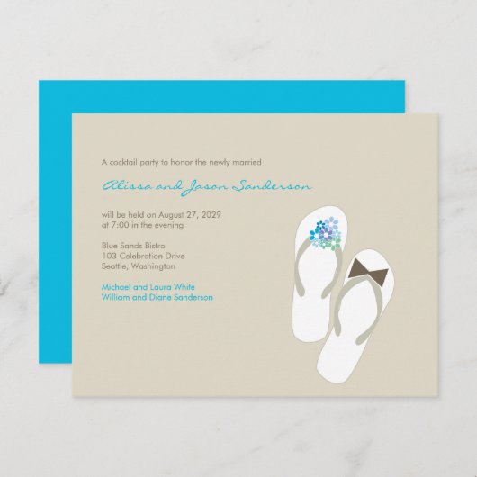ミスター&ミセスビーチサンダルビーチ結婚式披露宴カード エンクロージャーカード (正面/裏面)