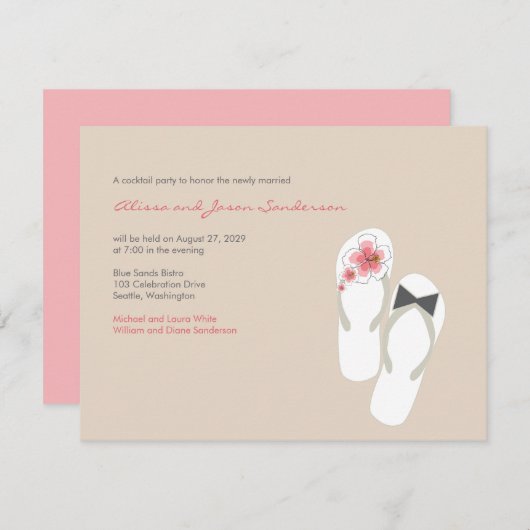 ミスター&ミセスビーチサンダルビーチ結婚式披露宴カード エンクロージャーカード (正面/裏面)