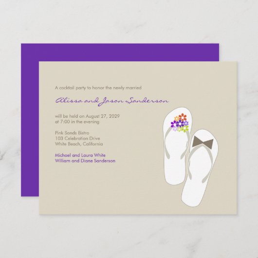 ミスター&ミセスビーチサンダルビーチ結婚式披露宴カード 出欠カード (正面/裏面)