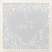 ミスター&ミセスフローラドードルハート結婚の形見 ガラスコースター (正面)