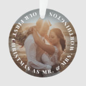 ミスター&ミセス初めてのクリスマスシンプル文字円写真 オーナメント (正面)