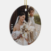 ミスター&ミセス初めてのクリスマスシンプル文字円写真 セラミックオーナメント (右)