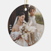ミスター&ミセス初めてのクリスマスシンプル文字円写真 セラミックオーナメント (左)