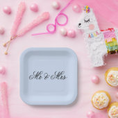 ミスター&ミセス変更プレートカラーフォント1 ペーパープレート (パーティー)