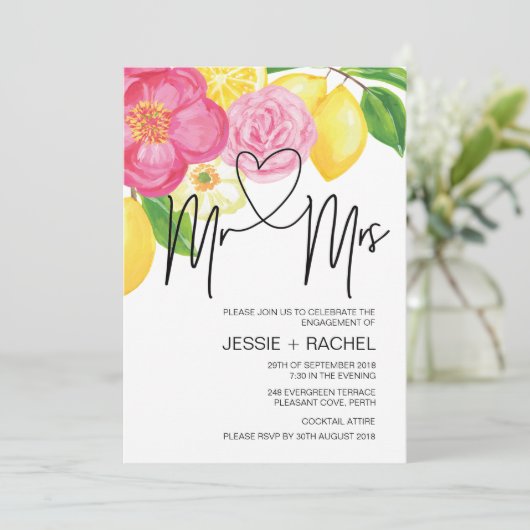 ミスター&ミセス婚約パーティサマーフローラ 招待状 (スタンド正面)