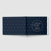 ミスター&ミセス結婚のネイビーブルーシルバーラブハート ゲストブック (全面)