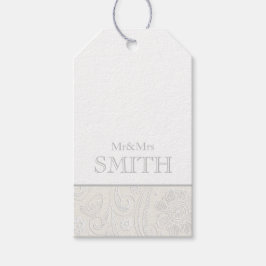 ミスター&ミセス結婚ギフトラップラベルグレー白エレガント ギフトタグ