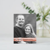 ミスター&ミセス結婚ズサンキューカード – ピーチ ポストカード (スタンド正面)