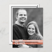 ミスター&ミセス結婚ズサンキューカード – ピーチ ポストカード (正面/裏面)