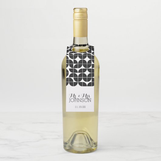 ミスター&ミセス結婚式の引き出物白黒MCMパターン ボトルネックタグ (ボトル)