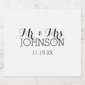 ミスター&ミセス結婚式の引き出物 – ミニマル白黒 ビールラベル (シングルラベル)