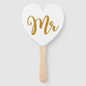 ミスター&ミセス金ゴールドグリッタータイポグラフィ ハンドファン (正面)