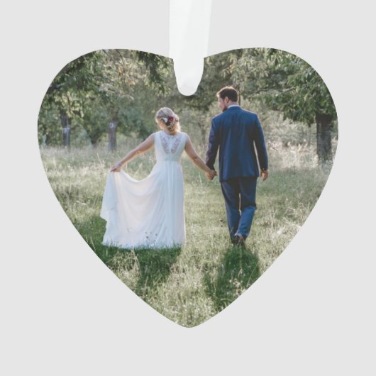 ミスター&ミセス4フォト初めてのクリスマスズ素朴フェイクウッド オーナメント (裏面)