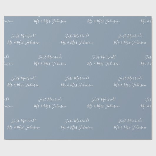 ミスター・ミセス・たった今結婚しました!ダスティブルー結婚ズ ラッピングペーパー (フラット)