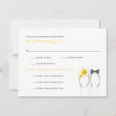 ミスター・ミセス・イエロービーチサンダルビーチ結婚式RSVPカード 出欠カード (正面)