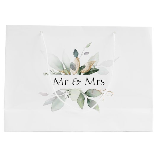 ミスター＆ミセス ウェディング エレガント グリーン ギフトバッグ (裏面)