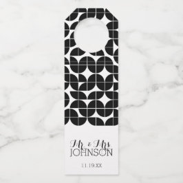 ミスター＆ミセス ウェディング フェイバー ブラック ホワイト MCM パターン ボトルネックタグ