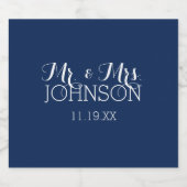 ミスター＆ミセス ウェディング フェイバー - ミニマリスト ブルー ビールラベル (シングルラベル)