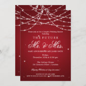 ミスター ミセス カップル シャワー 輝く 赤い糸 招待状 (正面/裏面)