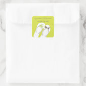 ミスター・ミセス・グリーン・フラワーズビーチサンダルビーチ結婚式 スクエアシール (バッグ)