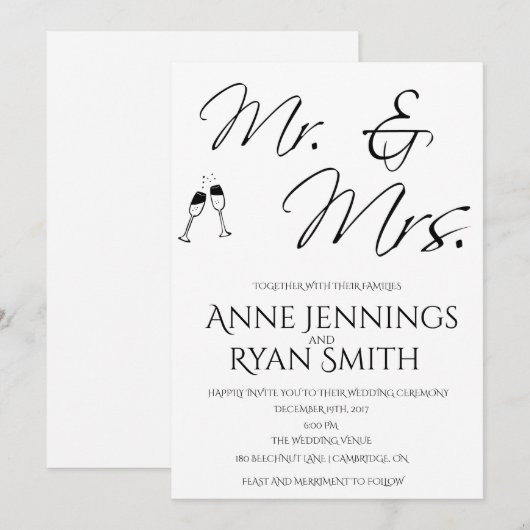 ミスター＆ミセス シンプル 結婚式招待状 招待状 (正面/裏面)