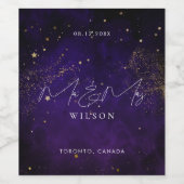 ミスター&ミセス スクリプト ダークパープル マジカル ゴールド ワインラベル (シングルラベル)