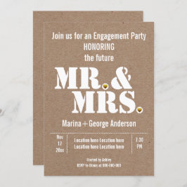 ミスター・ミセス・タイポグラフィ・クラフト結婚の婚約パーティ 招待状