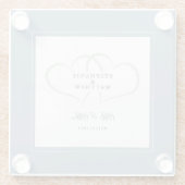 ミスター&ミセス・ダスティーブルーエレガントなウェディングシックなハート ガラスコースター (裏面)