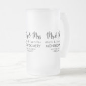 ミスター・ミセス・トレンディー書道フォント結婚 フロストグラスビールジョッキ (正面右)