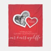ミスター&ミセス·ハート写真としての初めてのバレンタインデー フリースブランケット (正面)