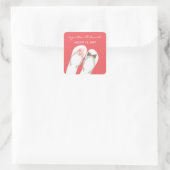 ミスター・ミセス・ピンク・フラワーズビーチサンダルビーチ結婚式 スクエアシール (バッグ)