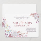 ミスター＆ミセス ピンク 挙式後ランチ招待状 招待状 (正面/裏面)