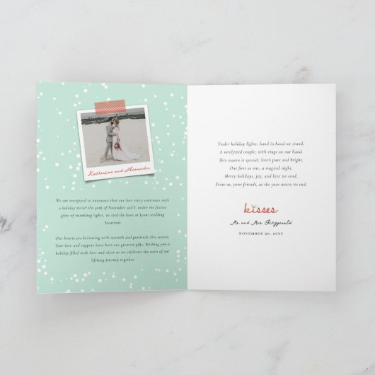 ミスター＆ミセス ファーストクリスマス ミストルトゥ 写真 ウェディング シーズンカード (内部)