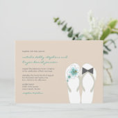 ミスター・ミセス・ブルー・ハイビスカスビーチサンダルビーチ結婚式 招待状 (スタンド正面)