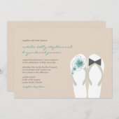 ミスター・ミセス・ブルー・ハイビスカスビーチサンダルビーチ結婚式 招待状 (正面/裏面)