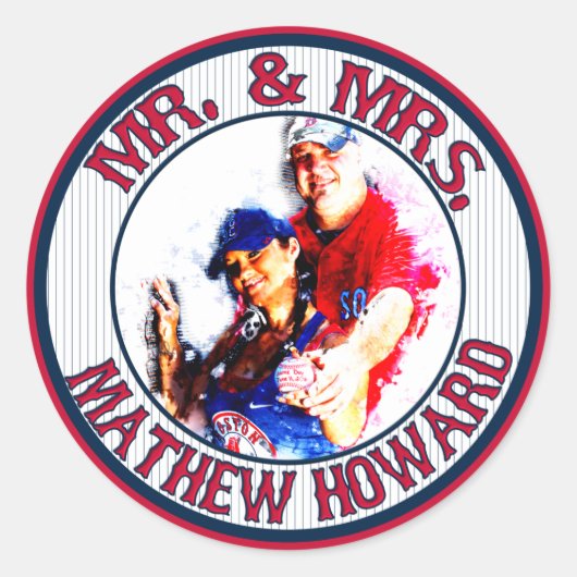 ミスター・ミセス・ベースボール・ステッカー・封筒用シール・ハワード ラウンドシール (正面)