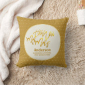 ミスター・ミセス（名前、日付）の金ゴールド結婚ハートギフト クッション (ブランケット)