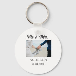 ミスター&ミセス 姓 日付 年 結婚記念品 キーホルダー