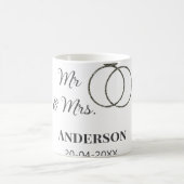 ミスター＆ミセス 姓 日付 年 結婚記念品 コーヒーマグカップ (中央)