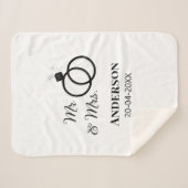 ミスター＆ミセス 姓 日付 年 結婚記念品 シェルパブランケット (正面(横))