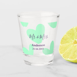 ミスター＆ミセス 姓 日付 年 結婚記念品 ショットグラス