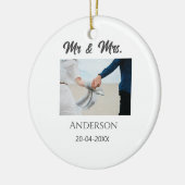 ミスター＆ミセス 姓 日付 年 結婚記念品 セラミックオーナメント (左)