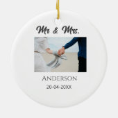 ミスター＆ミセス 姓 日付 年 結婚記念品 セラミックオーナメント (裏面)