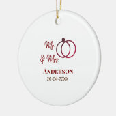 ミスター＆ミセス 姓 日付 年 結婚記念品 セラミックオーナメント (左)