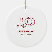 ミスター＆ミセス 姓 日付 年 結婚記念品 セラミックオーナメント (裏面)