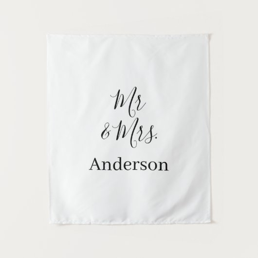 ミスター＆ミセス 姓 日付 年 結婚記念品 タペストリー (正面)