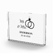 ミスター＆ミセス 姓 日付 年 結婚記念品 フォトブロック (右)