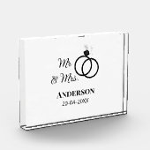 ミスター＆ミセス 姓 日付 年 結婚記念品 フォトブロック (左)