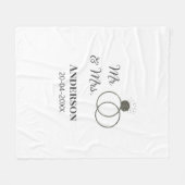 ミスター＆ミセス 姓 日付 年 結婚記念品 フリースブランケット (正面(横))